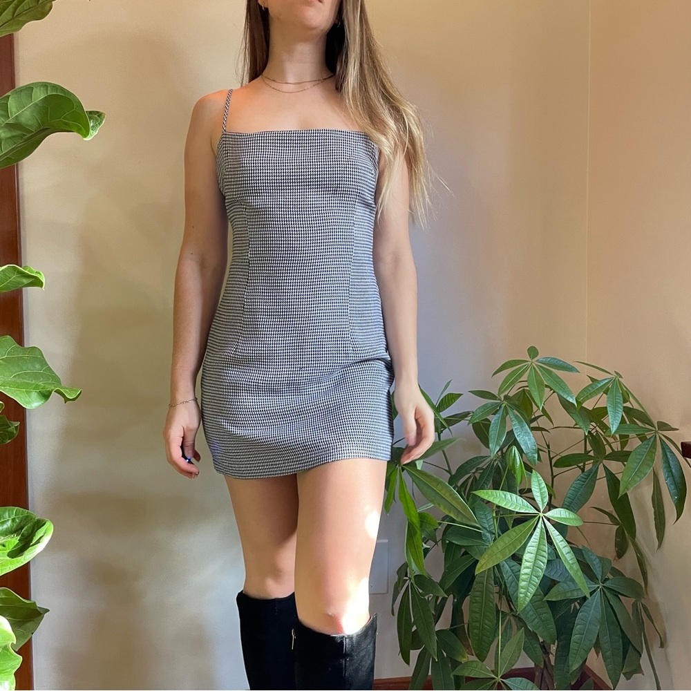 Black and White Gingham Mini Dress